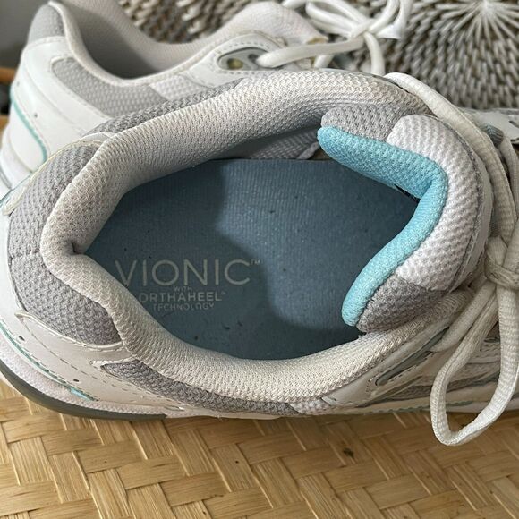 Vionic Walker Classic White Aqua Leather Walking Shoes Size 8.5 - Picture 4 of 14